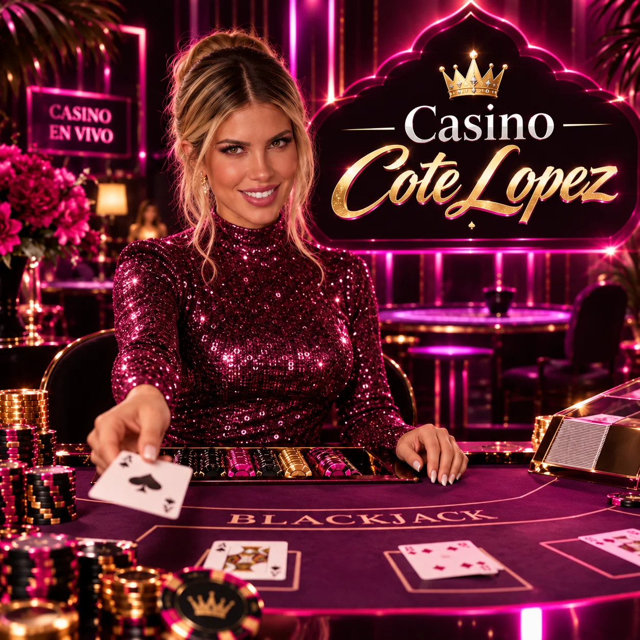 Coté López en la mesa de blackjack en vivo de Casino Cote Lopez